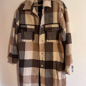 Plaid Women’s Jacket in Brown and Cream